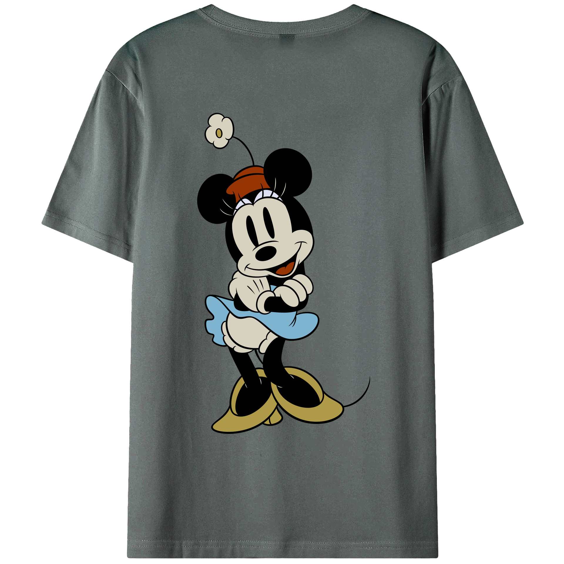 ミッキーマウス Mickey Mouse 綿100％ メンズ半袖Tシャツ（バックプリント） 通気性